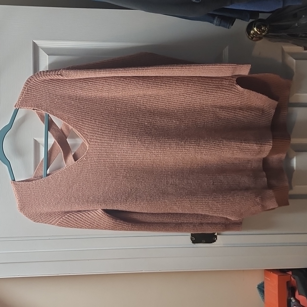 Plus size pink sweater.